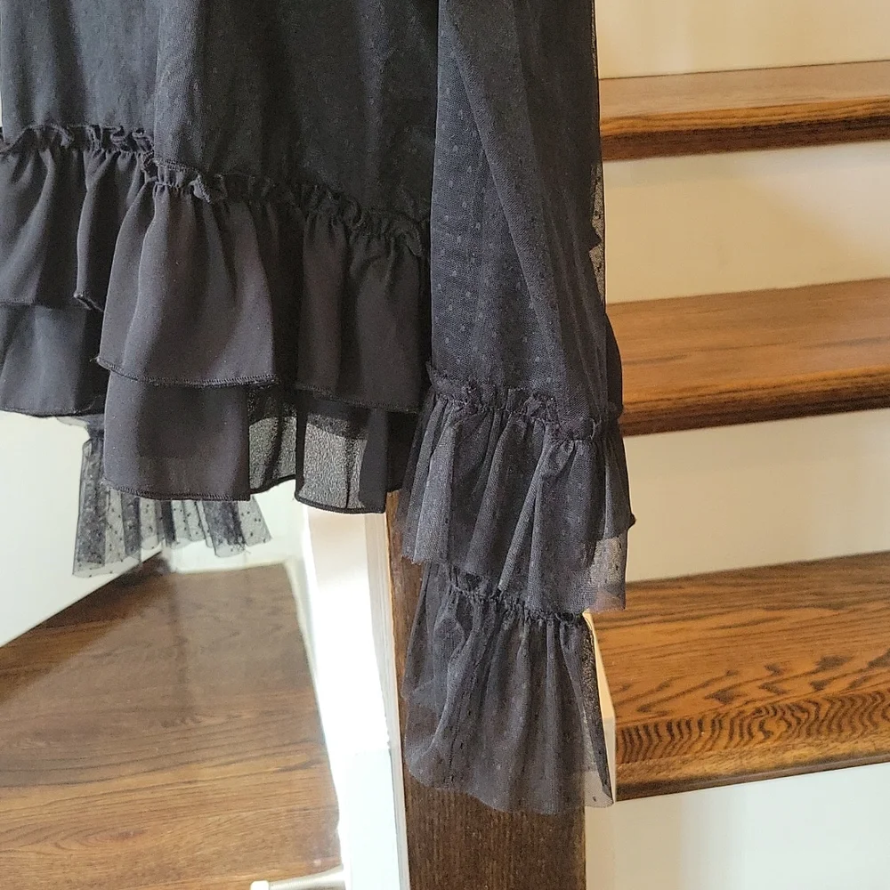 Black Lace Tiered Blouse